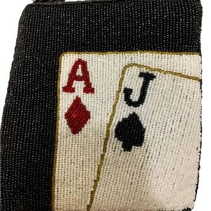 Vegas Beaded Playing Card Crossbody Handbag/ Purse